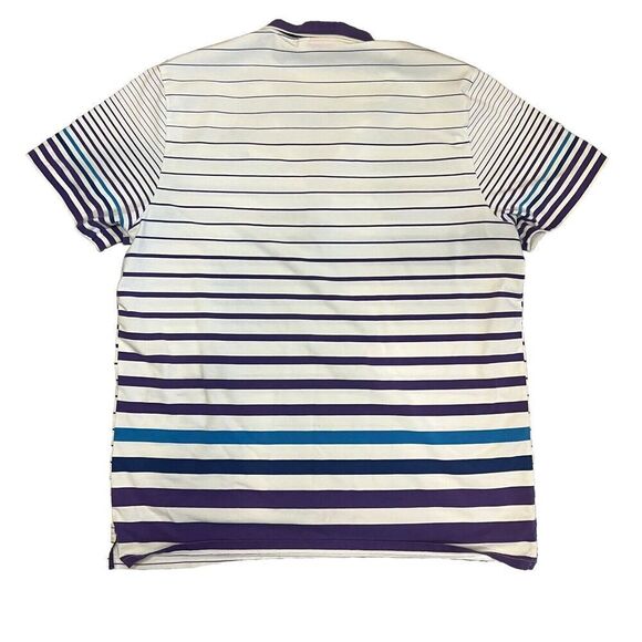 Puma Sport Lifestyle Polo Shirt Size XL Striped White Purple Embroidered Logo - Picture 2 of 7